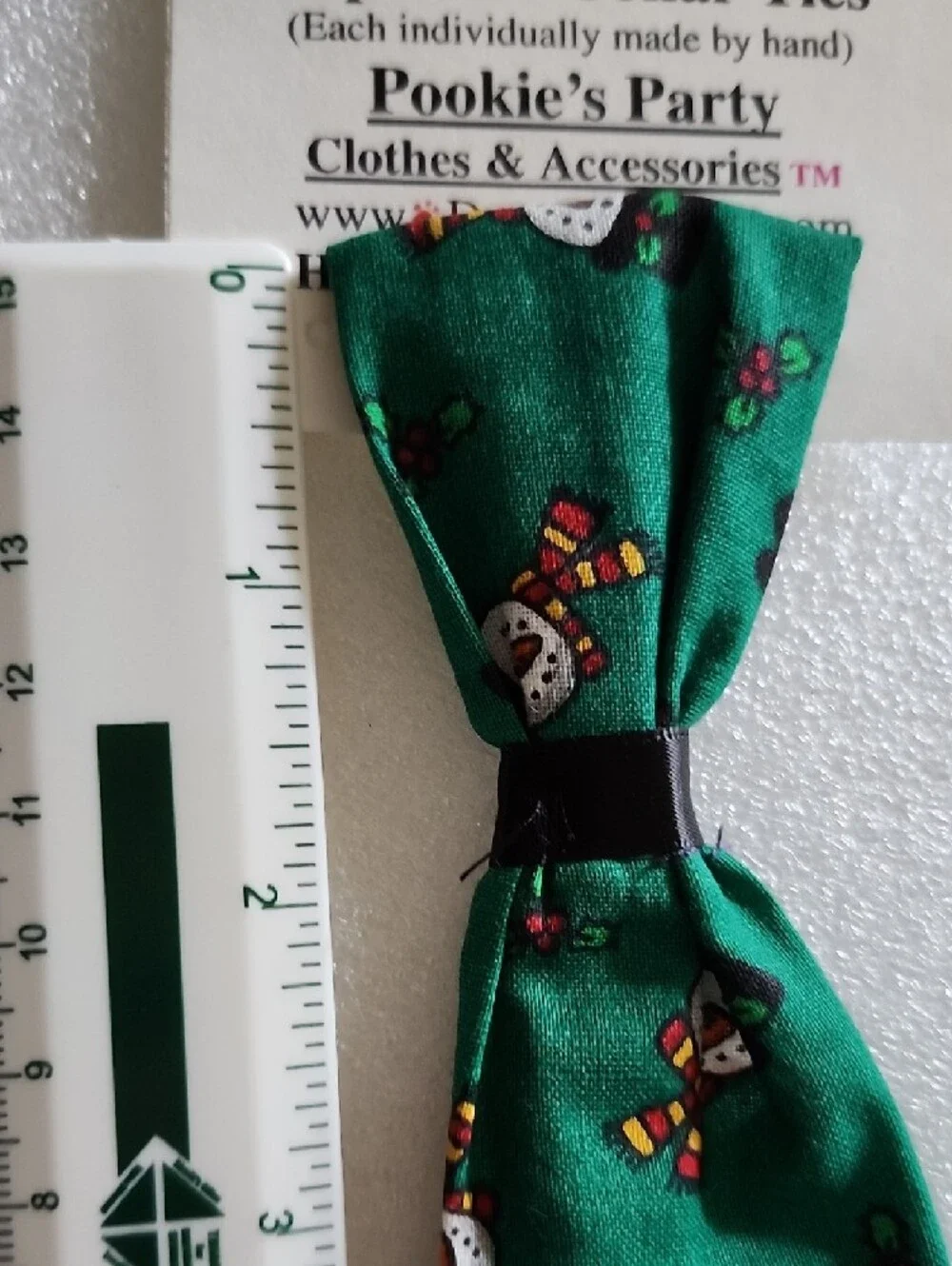 Pookie's Party Green Snowman Slip-Over Dog Collar Tie
